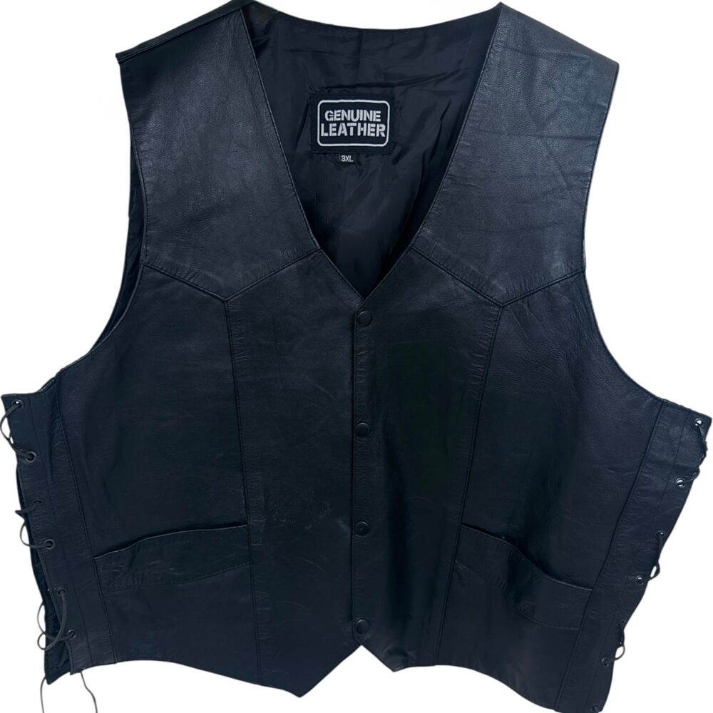Unbranded Vest Men's 3XL Black Biker Riding Cut Lace Up